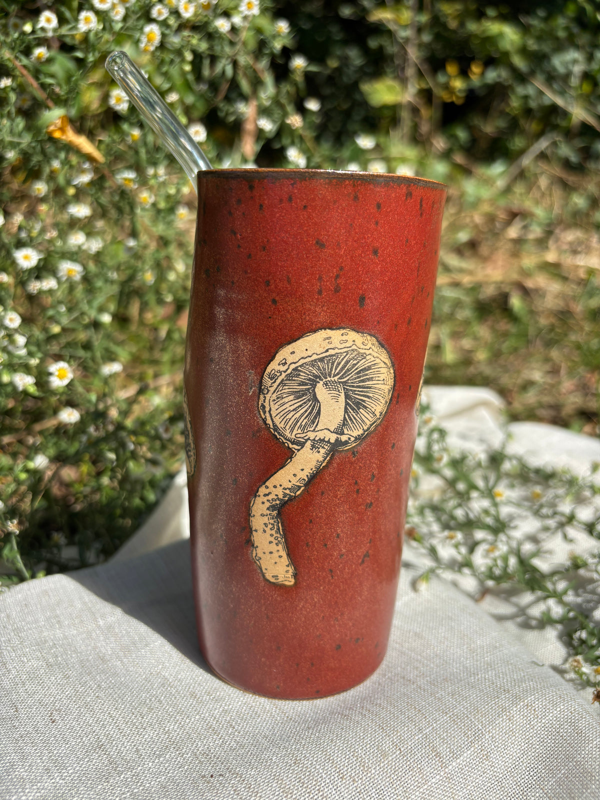 Red Mushroom Straw Cup