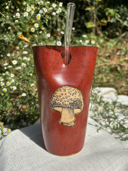 Red Mushroom Straw Cup