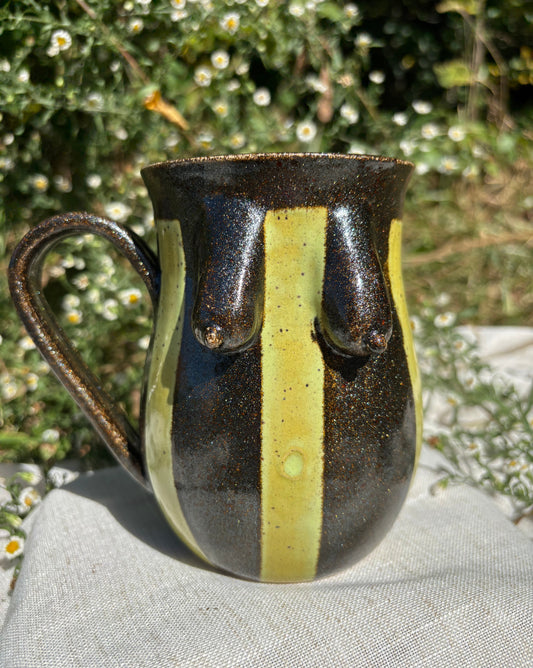 Green Striped Saggy Boob Mug