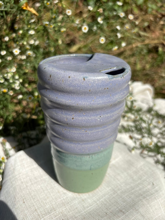 Purple and Green Travel Cup