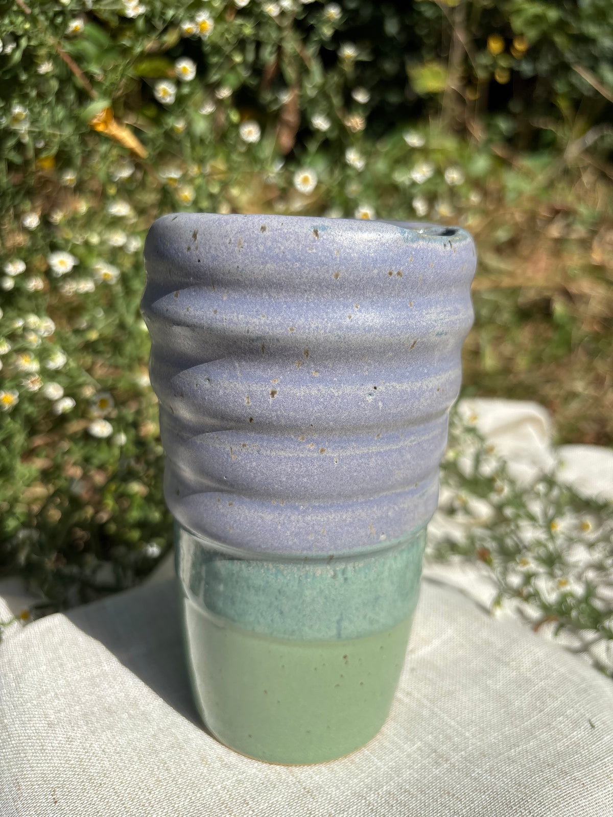 Purple and Green Travel Cup