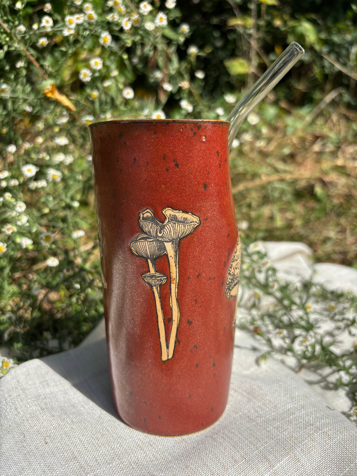 Red Mushroom Straw Cup