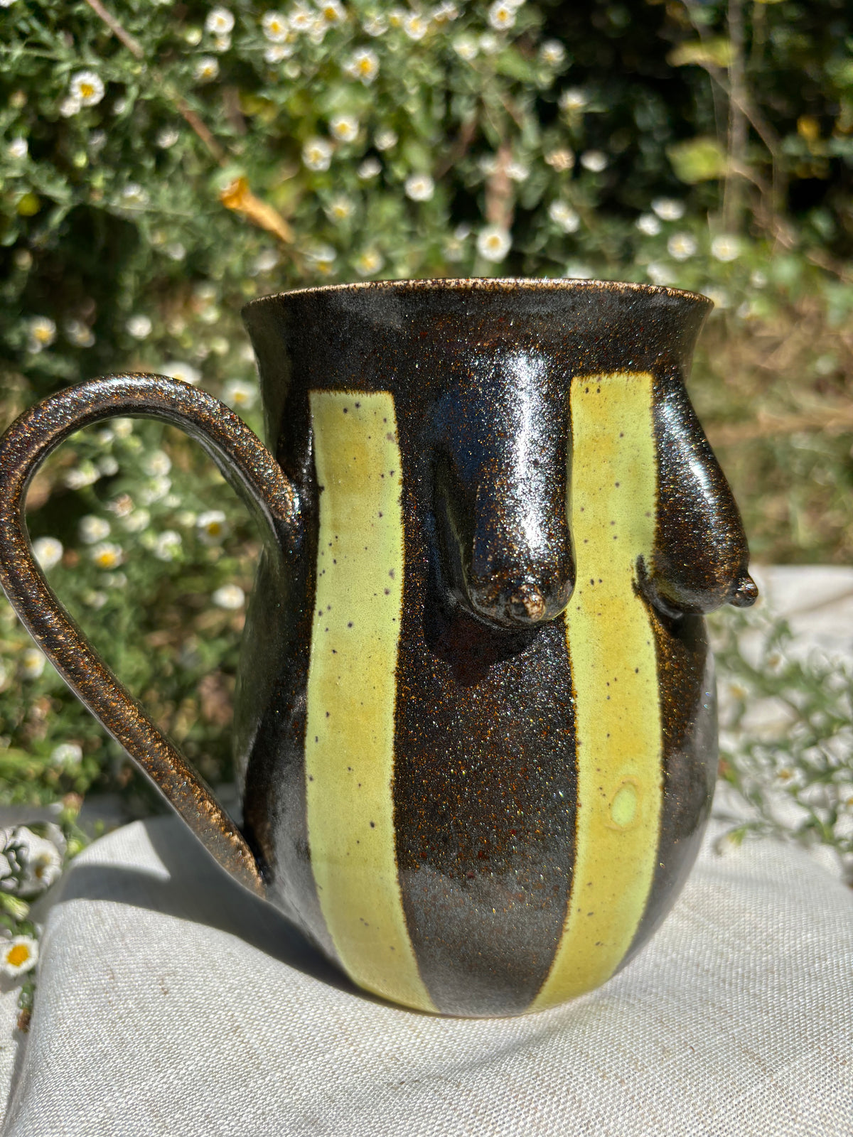 Green Striped Saggy Boob Mug