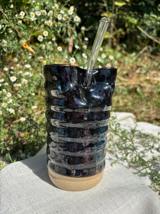 Black Confetti Straw Cup