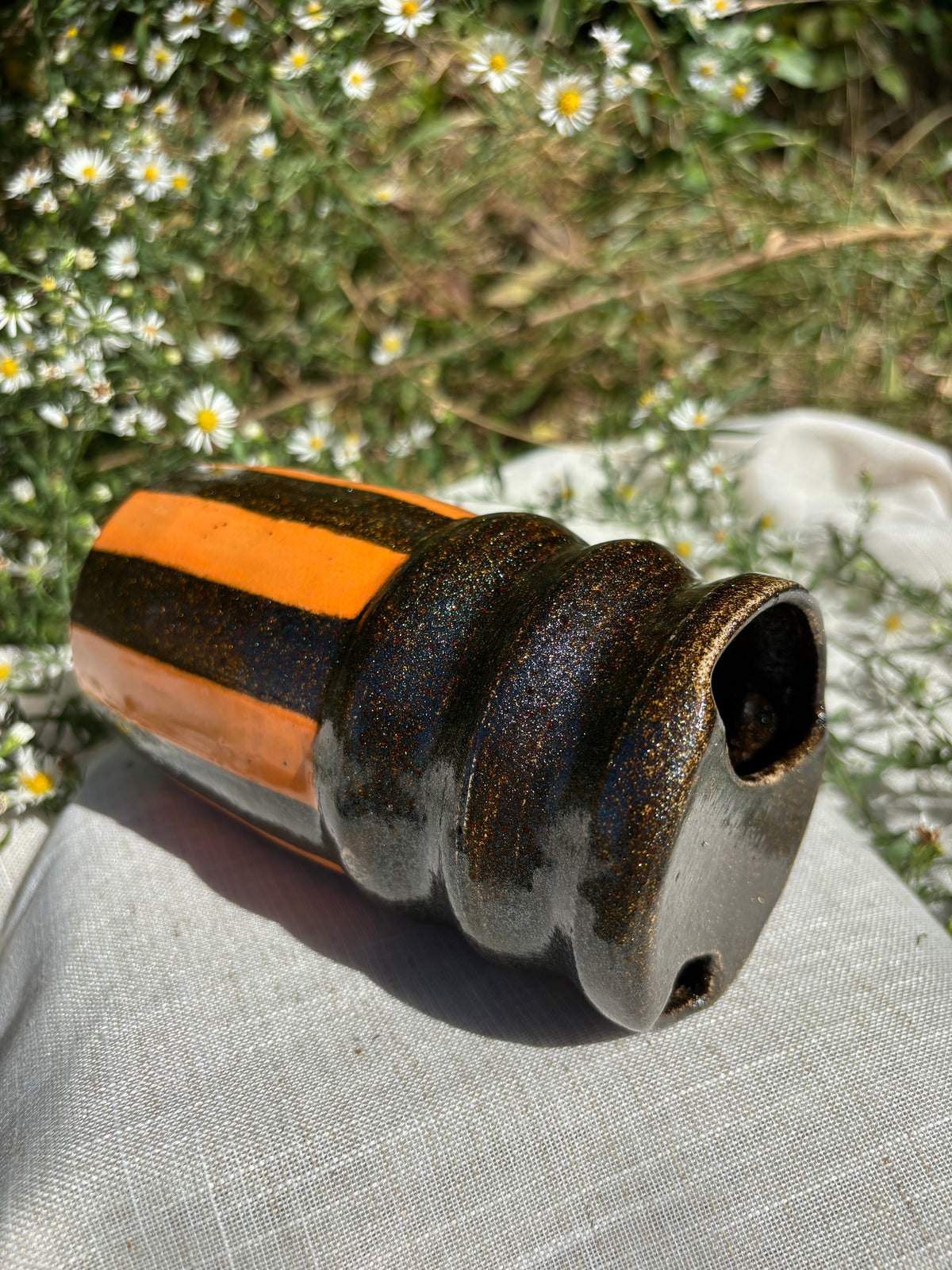Black and Orange Stripe Travel Cup