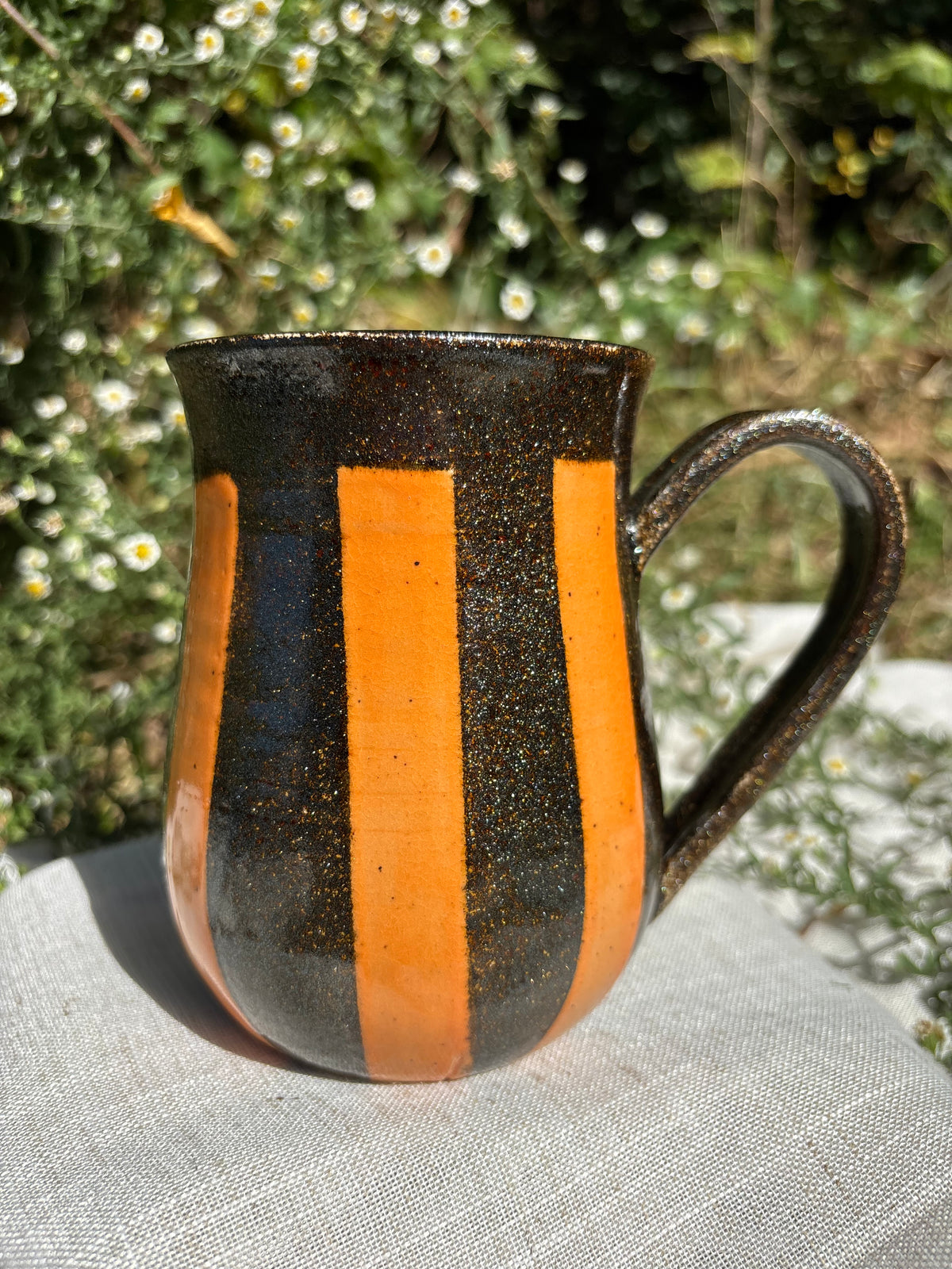 Orange Striped Perky Boob Mug