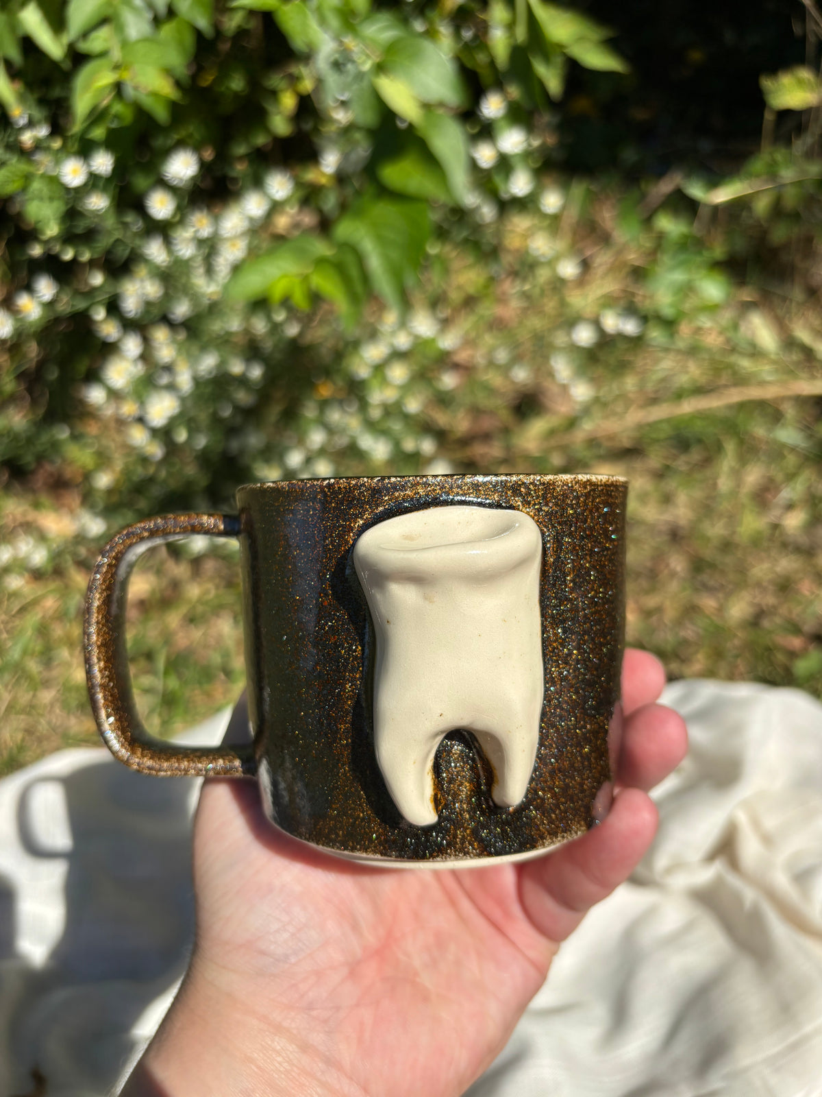 Black Sparkle Tooth Mug