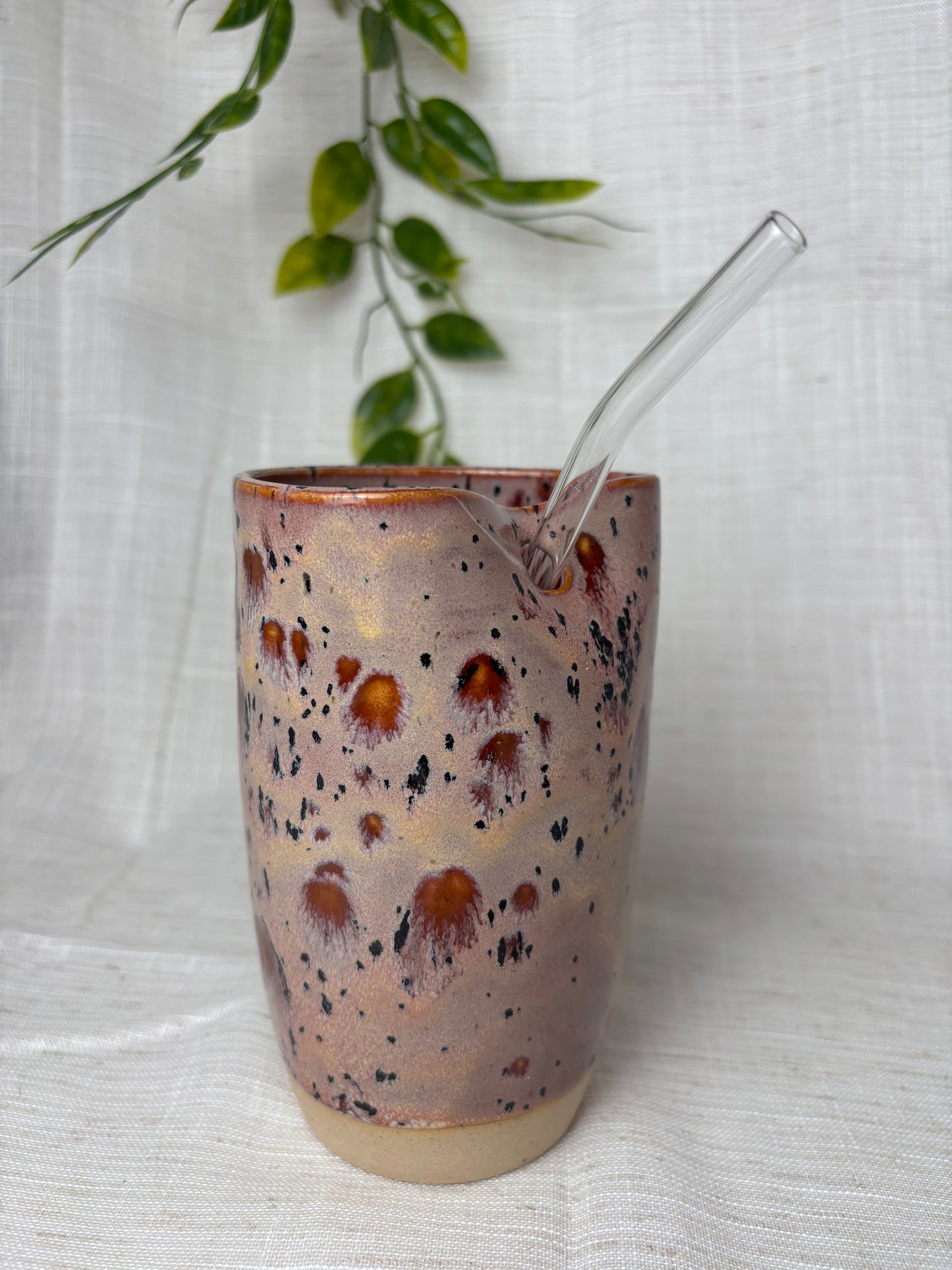 Pink Speckled Straw Cup