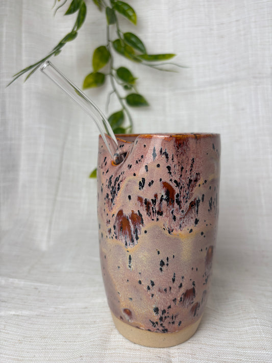 Pink Speckled Straw Cup
