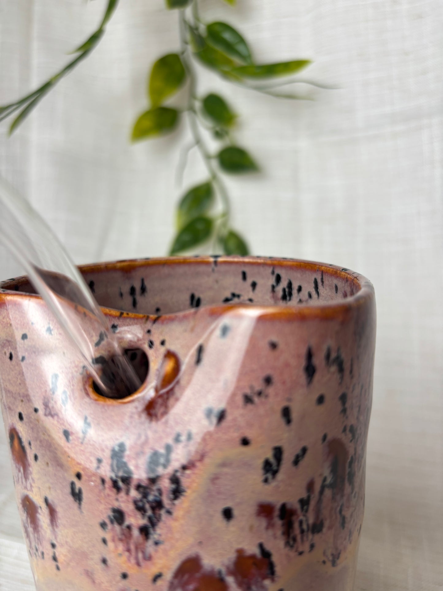 Pink Speckled Straw Cup